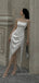 Sexy Ivory Satin Spaghetti Straps Long Evening Prom Dresses, Side Slit Prom Dress, GR0373