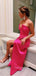 Hot Pink Strapless Side Slit Long Evening Prom Dresses, GR0374