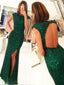 Green Sequins Mermaid Backless Long Evening Prom Dresses, GR0382