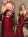 Unique Backless Mermaid Satin Long Evening Prom Dresses, GR0391