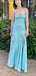 Morden Mermaid Satin Long Evening Prom Dresses, Side Slit Cheap Prom Dress, GR0392