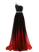 One Shoulder A-line Chifon Beaded Long Evening Prom Dresses, GR0393