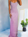 Simple Mermaid Purple Sparkly Long Evening Prom Dresses, Spaghetti Straps Prom Dress, GR0401