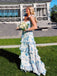 Floor-length A-line Blue Straps Long Evening Prom Dresses, GR0404