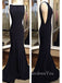 V-back Black Mermaid Long Evening Prom Dresses, GR0405