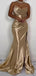 Strapless Satin Mermaid Side Slit Long Evening Prom Dresses, GR0406