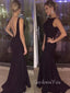 Sexy Backless Mermaid Black Long Evening Prom Dresses, GR0410