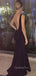 Sexy Backless Mermaid Black Long Evening Prom Dresses, GR0410