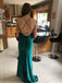 Emerald Green Sheath Mermaid Spaghetti Straps Long Evening Prom Dresses, GR0431