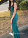 Spaghetti Straps Dark Green V-neck Long Evening Prom Dresses, GR0448