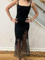 Popular Black Mermaid Straps Appliques Long Evening Prom Dresses, GR0451