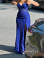 Elegant Sweetheart Royal Blue Tulle Appliques Mermaid Long Evening Prom Dresses, GR0453