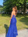 Elegant Sweetheart Royal Blue Tulle Appliques Mermaid Long Evening Prom Dresses, GR0453