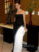 Black White Chiffon Mermaid Strapless Long Evening Prom Dresses, GR0460