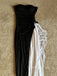 Black White Chiffon Mermaid Strapless Long Evening Prom Dresses, GR0460