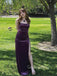 Elegant Purple Velvet Spaghetti Straps Long Evening Prom Dresses, GR0464