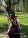 Elegant Purple Velvet Spaghetti Straps Long Evening Prom Dresses, GR0464