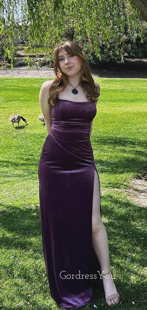 purple velvet spaghetti strap dress Amazon.com: Womens Spaghetti Straps Velvet Dress V Neck Bodycon Dress High Split Backless Maxi Dress Evening Cocktai Party Dress Purple : Clothing, Shoes & Jewelry