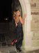 See Through Black Tulle Beaded Mermaid V-neck Long Evening Prom Dresses, GR0467