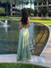 Sage Green Satin Spaghetti Straps Long Evening Prom Dresses, A-line Prom Dress, GR0469