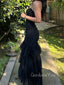 Sweetheart Black Mermaid Long Evening Prom Dresses, GR0470