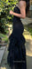 Sweetheart Black Mermaid Long Evening Prom Dresses, GR0470