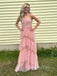 Gorgeous Blush Pink Tulle A-line Long Evening Prom Dresses, GR0471