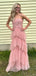 Gorgeous Blush Pink Tulle A-line Long Evening Prom Dresses, GR0471