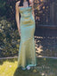 Strapless Sage Green Mermaid Sweetheart Long Evening Prom Dresses, GR0472