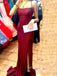 Burgundy Sheath Sparkly Mermaid Long Evening Prom Dresses, GR0478