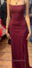 Burgundy Sheath Sparkly Mermaid Long Evening Prom Dresses, GR0478