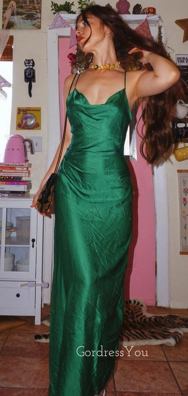 Simple Emerald Green Spaghetti Straps Long Evening Prom Dresses, GR048 GordressYou Simple Emerald Green Spaghetti Straps Long Evening Prom Dresses, GR048 GordressYou