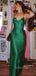 Simple Emerald Green Spaghetti Straps Long Evening Prom Dresses, GR0487