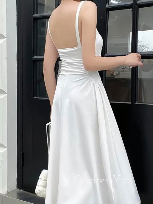 A-line Ivory Straps Long Evening Prom Dresses, GR0489