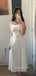 A-line Ivory Straps Long Evening Prom Dresses, GR0489