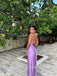 Purple Satin Mermaid Spaghetti Straps Simple Long Evening Prom Dresses, GR0501