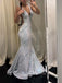 Deep V-neck Sequins Mermaid Long Evening Prom Dresses, V-back Sparkly Prom Dress, GR0507