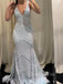 Deep V-neck Sequins Mermaid Long Evening Prom Dresses, V-back Sparkly Prom Dress, GR0507