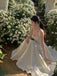 A-line Ivory Satin Straps Long Evening Prom Dresses, GR0511