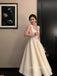 A-line Ivory Satin Straps Long Evening Prom Dresses, GR0511