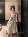 A-line Ivory Satin Straps Long Evening Prom Dresses, GR0511