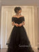 Black Tulle A-line Off Shoulder Long Evening Prom Dresses, GR0514