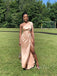 Gorgeous One Shoulder Satin Side Slit Long Evening Prom Dresses, GR0521