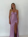 Simple Purple Satin Mermaid Long Evening Prom Dresses, GR0522