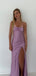Simple Purple Satin Mermaid Long Evening Prom Dresses, GR0522