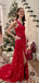 Sparkly Red Sequins High Slit Long Evening Prom Dresses, One Shoulder Prom Dress, GR0526