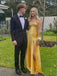 Polular Yellow Satin Spaghetti Straps Long Evening Prom Dresses, GR0534
