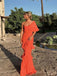 Orange Chiffon Mermaid Long Evening Prom Dresses, One Shoulder Prom Dress, GR0537