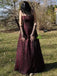 Gorgeous Black Lace Spaghetti Straps A-line Long Evening Prom Dresses, GR0538