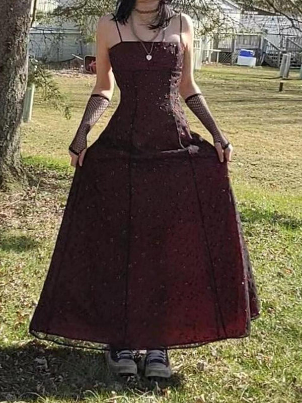 Gorgeous Black Lace Spaghetti Straps A-line Long Evening Prom Dresses, GR0538